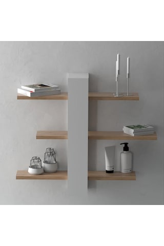Reyo Falez-104 3 Raflı Dekoratif Duvar Rafı Atlantik Çam