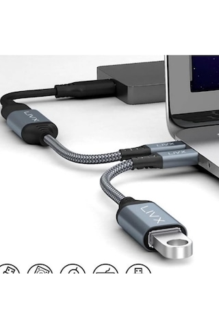 Livx Usb 3.0 To Type-c Çevirici Dönüştürücü 60w Hızlı Şarj Desteği 15 Cm Kablolu Otg Adaptör Sku: Smg8690010092168