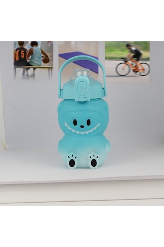 Labubu Matara Mavi 1000 Ml Sevimli Kapaklı Su Şişesi, Okul & Spor İçin Dayanıklı Su Kabı