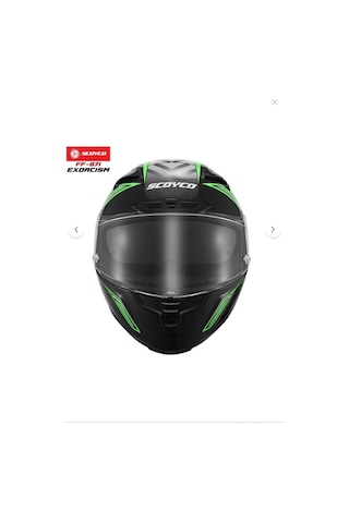 Scoyco FF-871 Exorcısm Güneş Vizörlü Şeffaf Cam Kapalı Motosiklet Kaskı Beyaz - Siyah - Yeşil