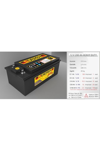 Derby 12 V 200 Ah Jel Akü Deep Cycle