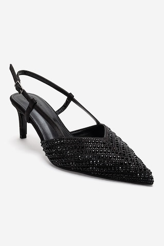 Luvishoes Elodıe Siyah Siyah Taşlı Kadın İnce Topuklu Abiye Ayakkabı