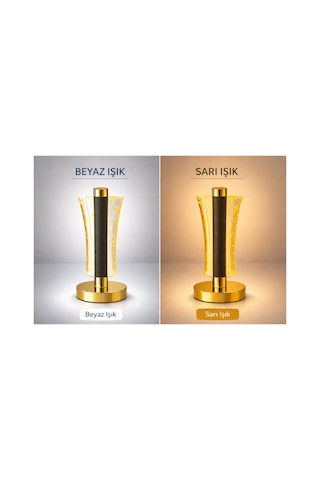 Dokunmatik,şarjlı,led,3 Kademeli,dimmerlı,parlaklık Ayarlı,kablosuz Masa Ve Gece Lambası,gold Abajur Altın
