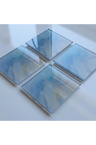 Decorıta 4'lü Takım / Cam Bardak Altlığı / 10cm X 10cm / Supreme Mermer Çok Renkli