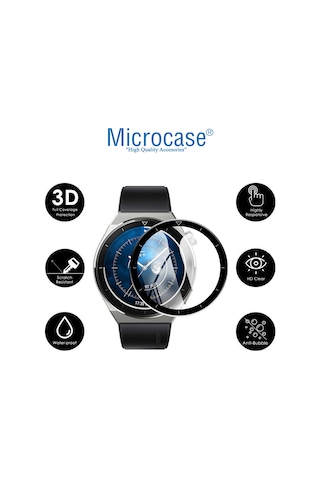 Microcase Huawei Watch GT3 Pro 46 MM Tam Kaplama 3D Pet Ekran Koruyucu ZR Siyah