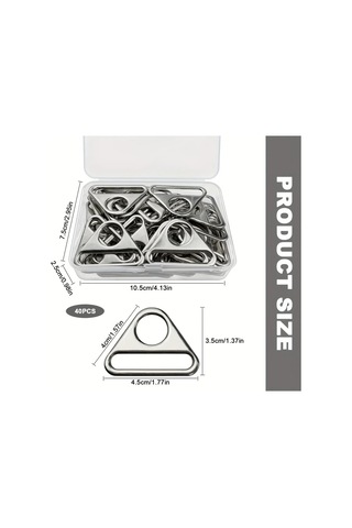 Fochsia 40 Adet Üçgen Kanca Gümüş Renk D Halka 35mm Toka Seti Dıy Çanta Köpek Tasması Cüzdan Aksesuarları