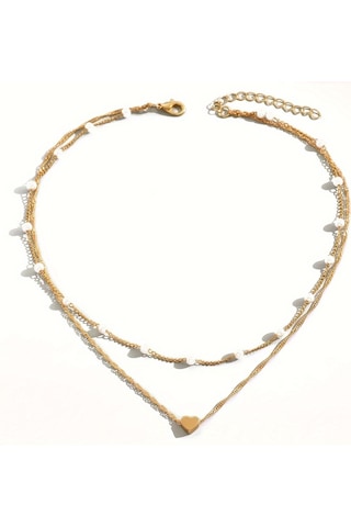 Inci Aşk Kalp Çift Katmanlı Kolye Kadınlar Takı Için Gümüş