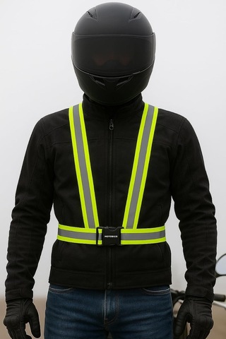 Xmlbayiciniz Tr Motosiklet Ve Bisiklet Reflektörlü Kemer Yelek, Unisex, Siyah Genel