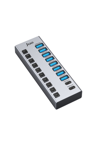 Juo Usb-a 10 Portlu Anahtarlı 8 Usb-a 2 Type-c 5gbps Usb 3.1 Çoklayıcı Dönüştürücü Hub