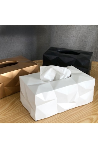 Wezone Ev Otel Masaüstü Kullanıma Uygun Modern Minimalist Desenli Siyah Melamin Havlu Kutusu 30 Adet Paket Siyah