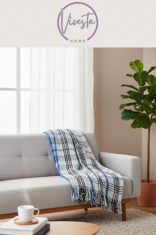 Yumuşacık Scotch Battaniye 150 200 Cm Sıcak, Şık Ve Konforlu Tasarım Mavi - Siyah