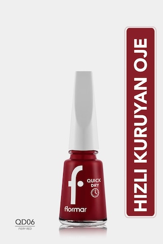 Flormar Quick Dry Hızlı Kuruyan İnce Yapılı & Parlak Bitişli Oje Qd06 Fiery Red New