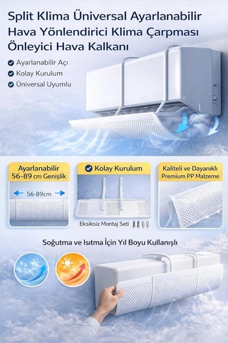 Kenly Split Klima Hava Yönlendirici 58-105 Cm Ayarlanabilir Rüzgar Kırıcı Çarpma Önleyici Aparat Diğer