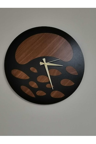 Nova Model Ahşap Duvar Saati 50 X 50 Cm Sessiz Mekanizma Siyah Ceviz Renk