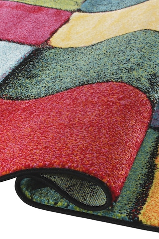 Konfor Halı Renkli Kare Duvar Taşı Modern Dokuma Halı