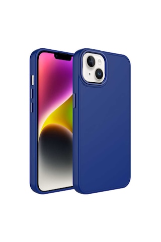 Apple Uyumlu iPhone 14 Metal Çerçeve Ve Buton Tasarımlı Silikon Zore Luna Kılıf-lacivert Lacivert Lacivert