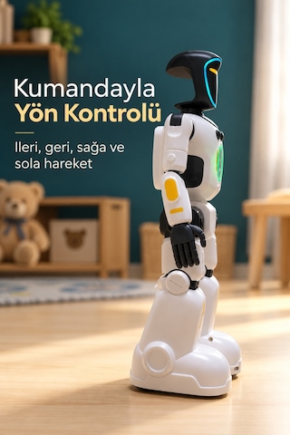 Işıklı Robot Oyuncak Renkli Yüz Ve Göğüs Aydınlatmalı Düz Renkli