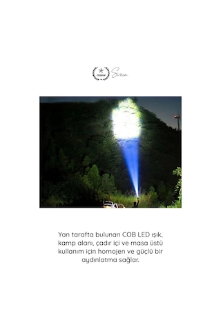 Elfeneri El Feneri Ultra Parlak Cob Led Multi Usb Şarjlı 4 Modlu Şarj Göstergeli Kamp Piknik Işılda Çok Renkli