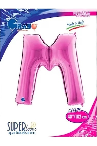 Folyo Harf ''m'' Pembe Renkli 40 Inc 101 Cm-grabo Doğum Günü Balonu Çok Renkli