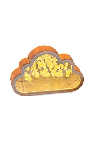 Yunboo Yapboz Bulut Gülü Aydınlatması - Sonsuz Ayna Akşam Lambası - Çocuk Odası Dekorasyonu - Sevimli Hediyelik Işıklı Ürün Sarı