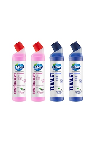 Efor 4lü Set Wc Temizleyici 750 Ml 2 Adet + Banyo Temizleyici 750ml 2 Adet Temizlik Seti