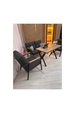 Houseart Balkon ,bahçe , Teras , Cafe ,salon , Metal Kanepe , Metal Kanepe Koltuk ,oturma Takımı 2-1-1 , Yemek Masası , Orta Masa Antrasit