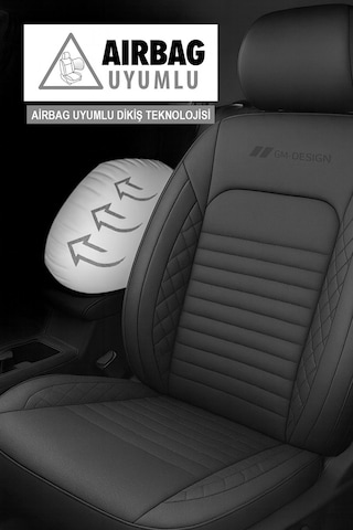 İstanbul Serisi Deri Oto Koltuk Kılıfı Renault Fluence-megan 1-2-3-clio-symbol-tailant-toros Siyah