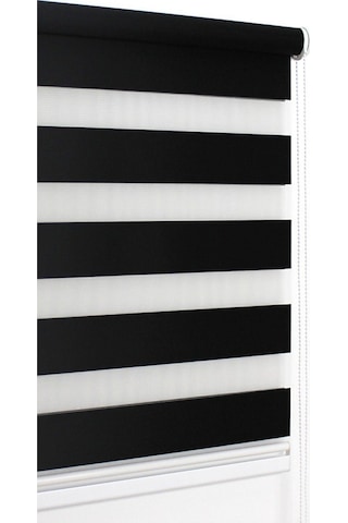 Ithal Bambu Kalın Siyah Zebra Stor Perde Eteği Düz Ofis Perdesi - Salon Mutfak Perdesi Siyah