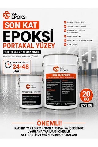 Epoksi Zemin Boyası Son Kat 20 Kg 17+3 Kg Portakal Yüzey Zemin Kaplama