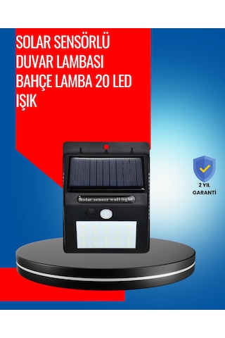 Solar Enerjiyle Çalışan Ip65 Su Geçirmez 20 Led Duvar Lambası Beyaz - Siyah