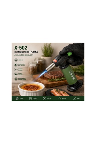 Orcamp X-502 Çakmaklı Torch Pürmüz 1 Adet Kts-227 227 Gr Gaz Kartuşu Hediyeli Çok Renkli