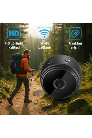 Kablosuz Mini Outdoor Kamera Hd 1080p Wi-fi Bağlantılı Kamp Ve Seyahat Kamerası Siyah