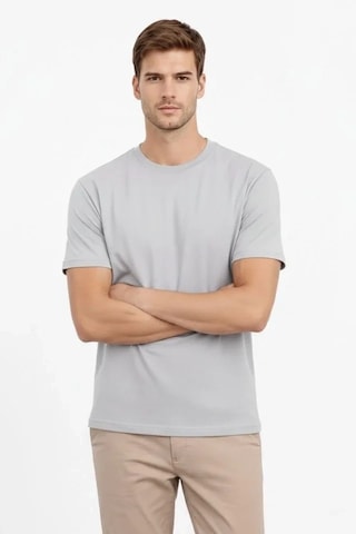 Vexor Erkek Bisiklet Yaka Tişört Regular Kalıp Basic Pamuklu Günlük Kullanım T-shirt - Gri