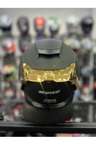 Scoyco 865 Gold Vizör Kapalı Kask Mat Siyah