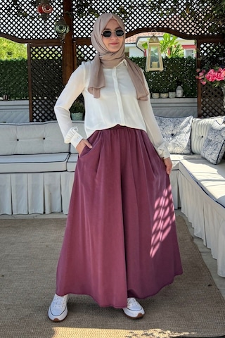 Rabia Şamlı Vera Etekli Pantolon Bordo Normal