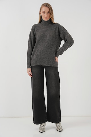 Bigdart 15917 Kadın Balıkçı Yaka Oversize Triko Kazak - Antrasit