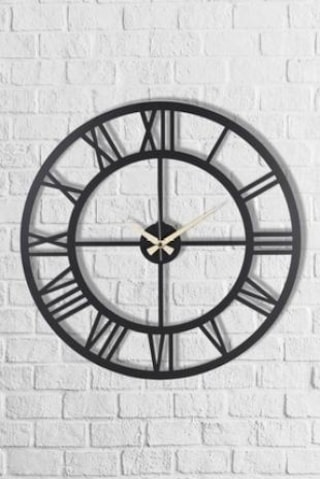 Dez Roma Rakamlı Metal Siyah Duvar Saati 50x50 Cm Siyah