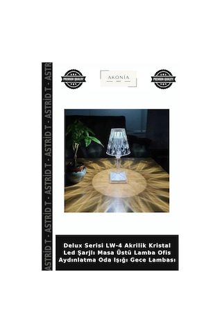 Delux Serisi Lw-4 Akrilik Kristal Led Şarjlı Masa Üstü Lamba Ofis Aydınlatma Oda Işığı Gece Lambası Çok Renkli