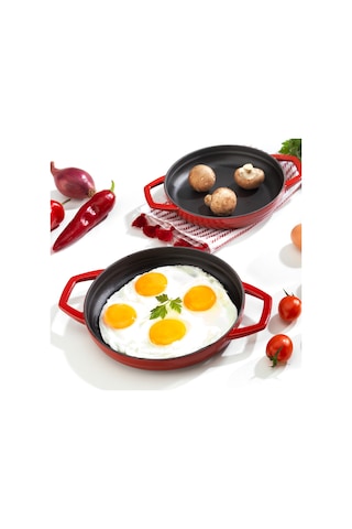 Schafer Guss Chef Döküm Sahan Çift Kulplu 22 Cm 1 Parça Kırmızı