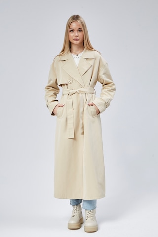 Oversize Rüzgarlık Detaylı Trençkot Taş