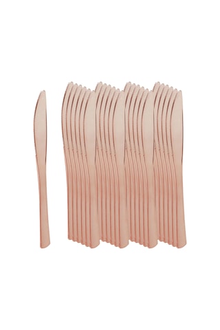 Dianziye 25 Adet 20cm Gül Altın Renkli Kaliteli Plastik Tek Kullandım Bırakma Bıçak Dayanıklı, Şık Tasarım Ev, Parti, Restoran Kullanıma Uygun Rose Gold