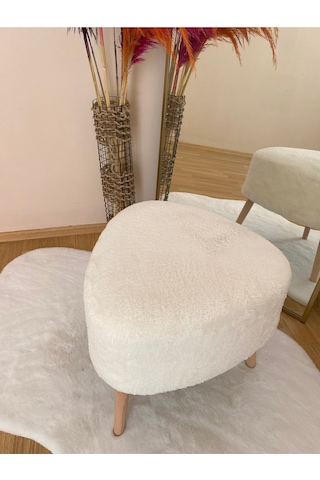 Bohem Tarz Teddy Kumaş Üçgen Puf, Makyaj Taburesi, Bench