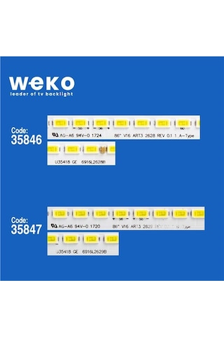 Wkset-5243 35846x1 35847x1 86 V16 Art3 2 Adet Led Bar 66led Tvnizi Açıp İçindeki Led Barla Birebir Aynısı Olduğunu Görmeden Almayınız. Sonrasında İade Almamaktayız. Beyaz