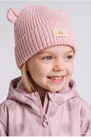 Defacto Dokuma Etiketli Kulaklı Triko Bere Kız Bebek C8165a526wnpn424 Pembe-pn424