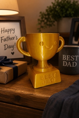 Best Dad Yazılı Babalar Günü Hediyesi Dekoratif Kupa Biblo, Babaya Özel Masa Üstü Ödül Kupası Tasarımlı Anlamlı Hediye 11x10 Cm
