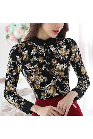 Emin Xıao Hikayesi Moda Kadın Bluzlar 2019 Artı Boyutu Witner Bluz Kadın Gömlek Uzun Kollu Tops Siyah