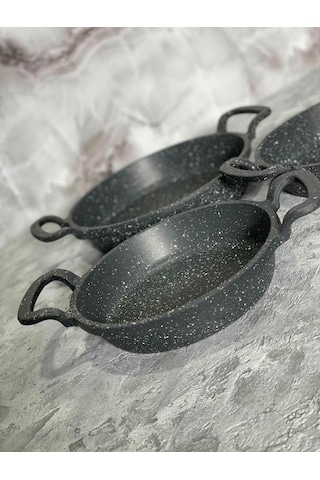 Eda Döküm Granit 3lü Kapaksız Sahan Seti 16-18-20 Cm