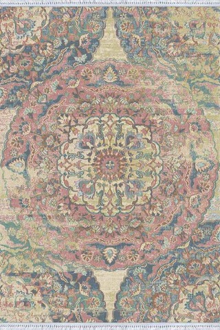 Pembe Vintage Dokuma Pamuk Tabanlı Kaymaz Kilim Klm334n11