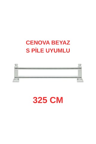 Cenova S Pile Ve Perde Düğmesi Uyumlu Çetray Çift Raylı Modern Ahşap Rustik Beyaz 325 Cm Beyaz