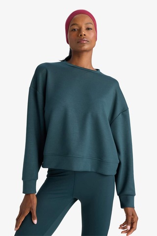 Defacto Defactofit Oversize Geniş Kalıp Bisiklet Yaka Modal Ultra Soft Sweatshirt E8954ax25augn1051 Yeşil-gn1051